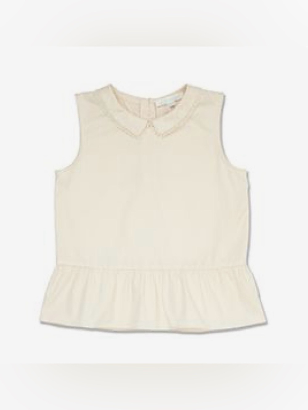 Marie Chantal Kids Girl’s Peter Pan Collar Ruffle Trim Top, Off-White/Ivory, 3Y